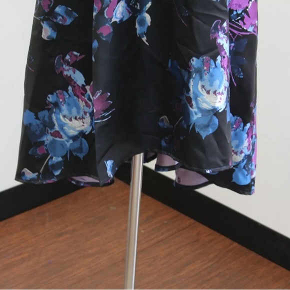 Tahari ASL Levine Black Blue Florla Hi Lo Fit and Flare Cocktail Dress Size 8 - Picture 5 of 7